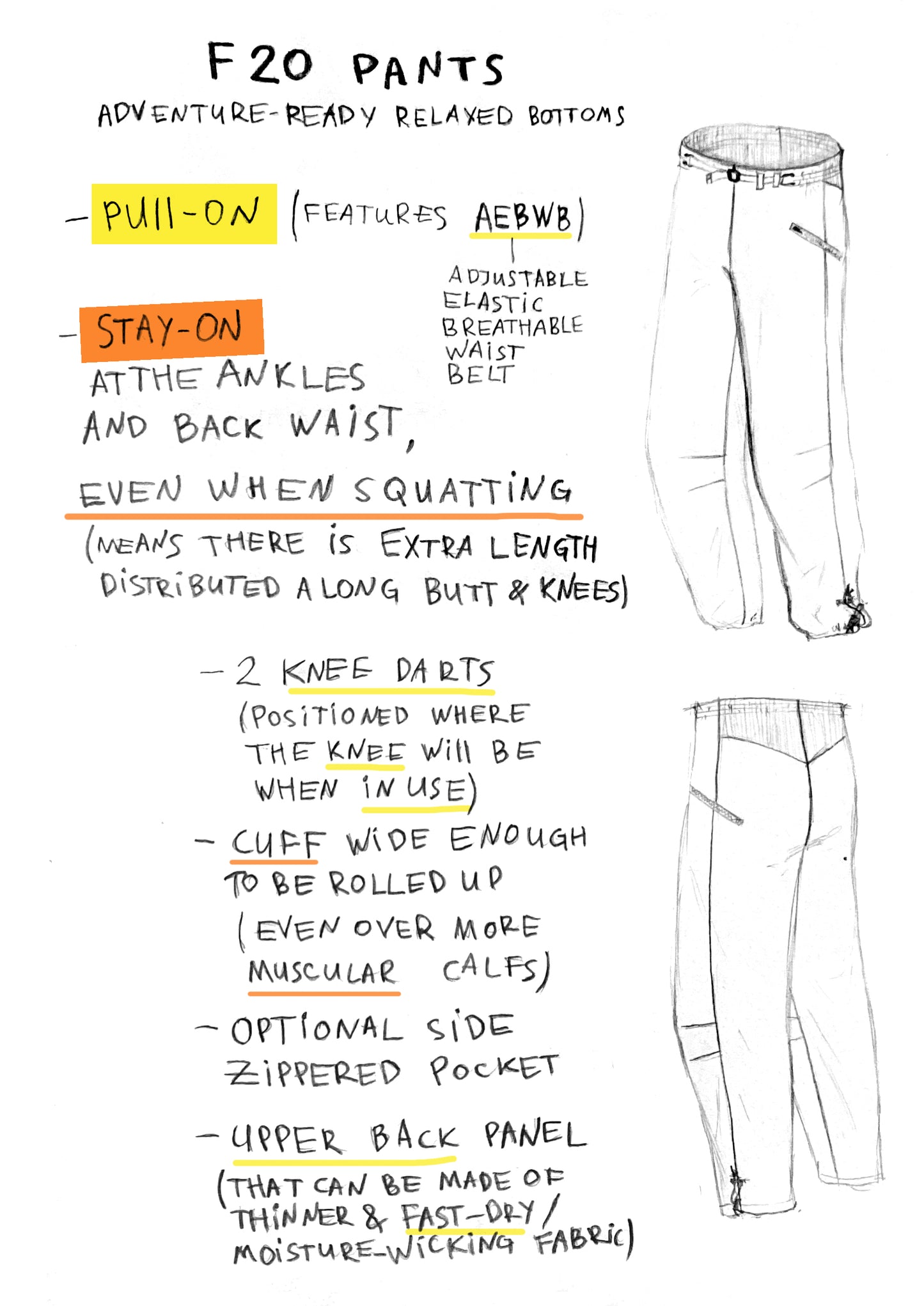 SEWING PATTERN - F20 PANTS LONG + 3/4